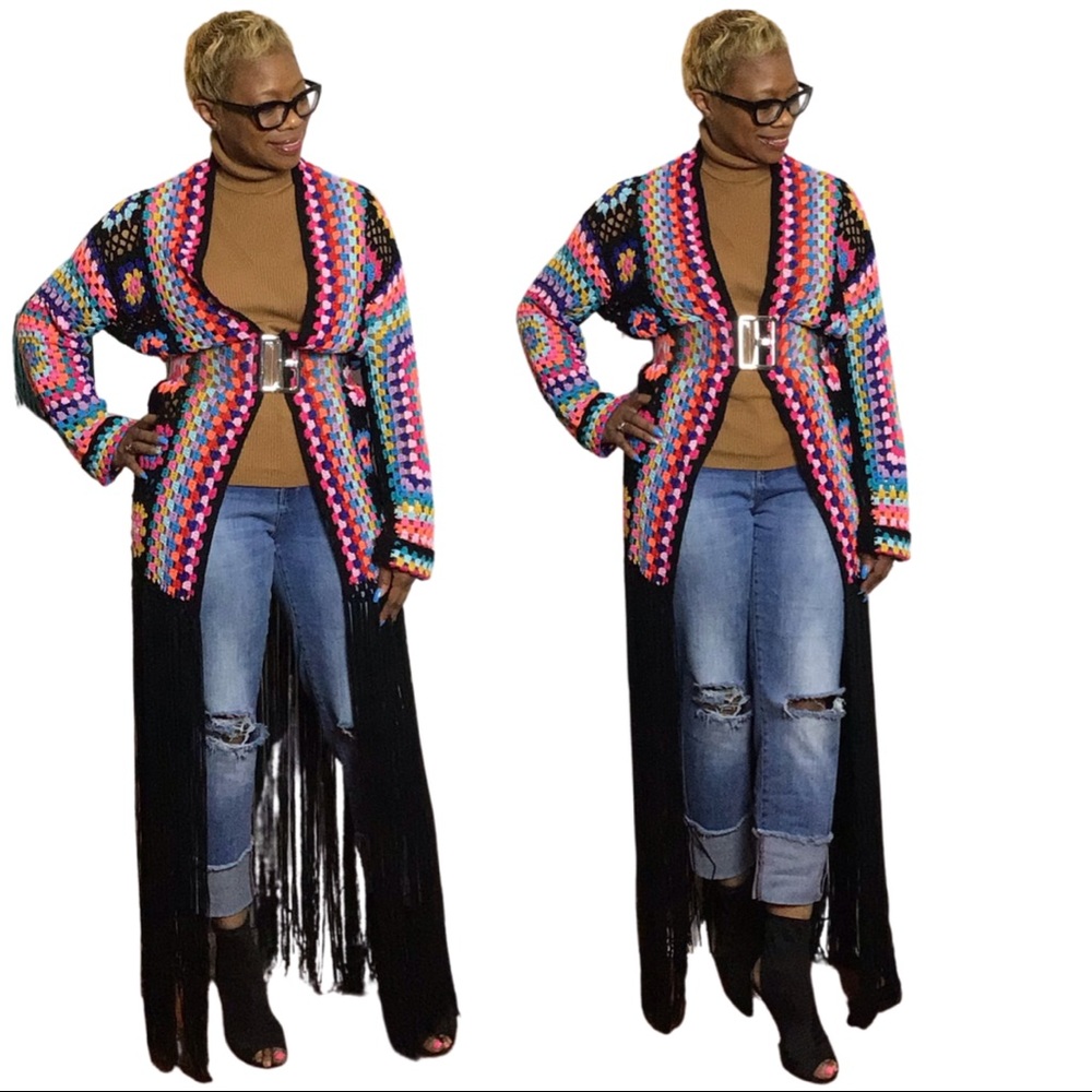 Crochet Maxi Fringe Cardigan
